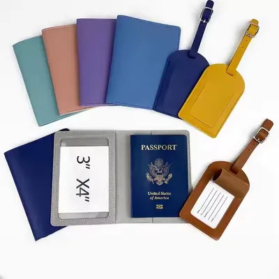 Customize Travel PU Leather Personalized Passport Holder Set