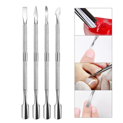 Wholesale Manicure Tools Sliver 34PCS Stainless Steel Double Ended Nail Cuticle Pusher Set Cleaner Trimmer for Nail Cuticle Care