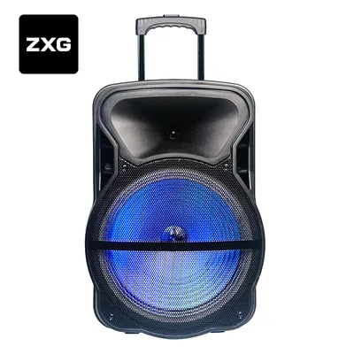 Party Portable 15" Stereo Speaker with Wireless Microphone Home Cinema Multimedia Sound Box Subwoofer Cheap Rechargeable Bluetooth Trolley Speaker