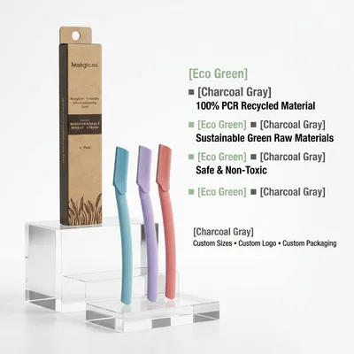 Eco-Friendly Stainless Steel Mini Slanted Tip Eyebrow Shaper Razor with PCR Facial Hair Remover Safety Razor