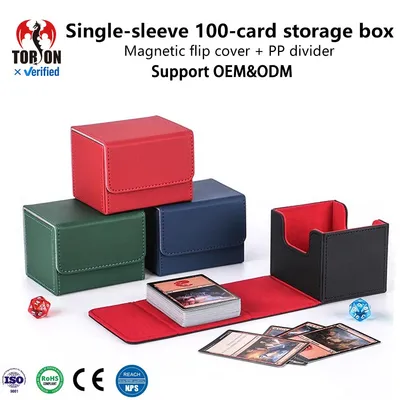Torson Durable 100+ PU Leather Deck Box for Magic Gathering Games Yu-Gi-Oh Tcg Tcc Playful Playing Cards Storage Case