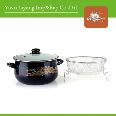 Black Cast Iron Enamel Deep Fryer Cooking Pot (BY-3810)