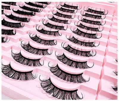 10 Pairs of Faux Mink Lashes False Eyelashes Natural Style Lashes Thick Curly Russian Lashes