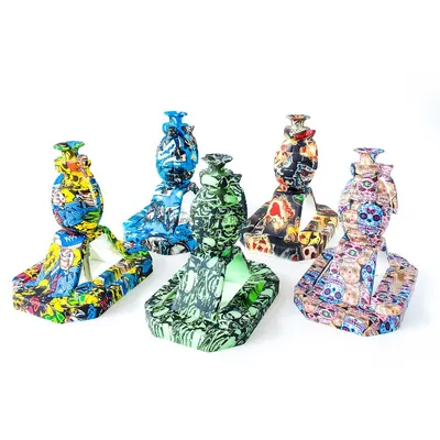 Print Silicone Grenade Nectar Collector Set with 14mm Titanium Nail Glass Straw DAB Rig