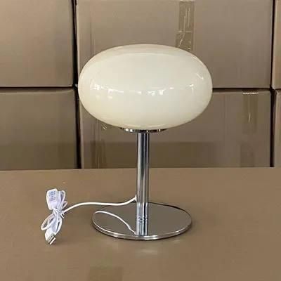 Indoor Decoration Glass Mushroom Lamp Bedroom Bedside Vintage Stripe LED Table Lamp