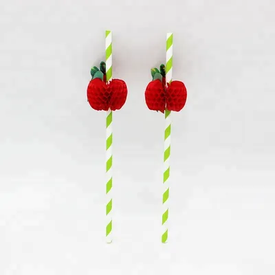 Creative Apple Honeycomb Drink Straws - Eco-Friendly Paper Design