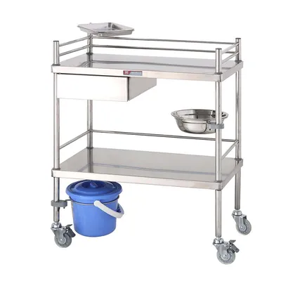 Mk-S03 Mobile Ss 2 Layers Medical Hospital Instrument Trolley with Drawers
