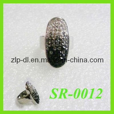 Extravagant Stainless Steel Finger Rings With CZ Rhinestones (SR-0012)