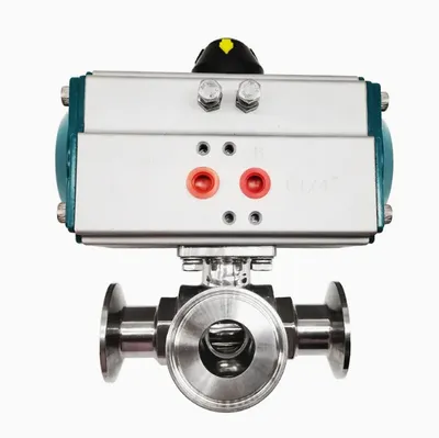 Pneumatic 3 Ways Clamp Ball Valve