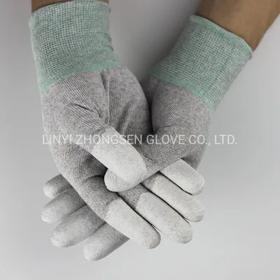 13 Gauge Knitted PU Finger Coated Gloves Anti Static PU Gloves