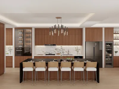 2025 Hot Sale Built in High Quality Kitchen Furniture Wholesale American Complete Kitchen Hotel Modern Design Kitchen Cabinets Wood Veneer