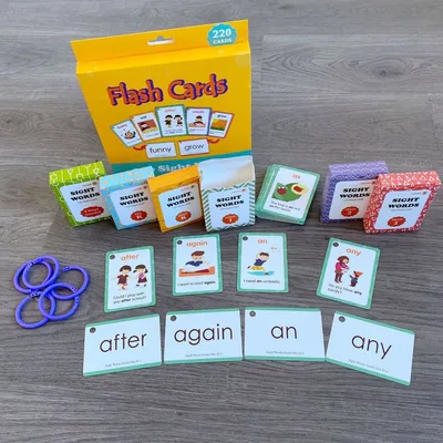 220 Sight Words Flash Cards Commonly Used Words Dolch Baby English Learning Card