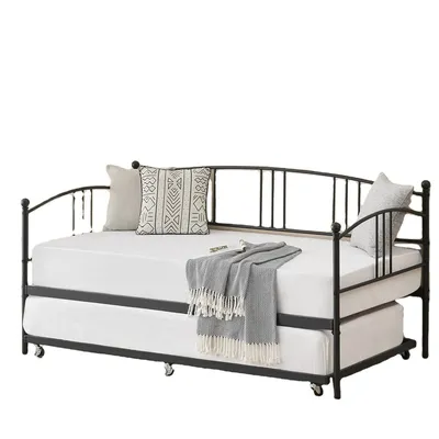 Retro Luxury Sofa Bed with Headboard and Steel Frame