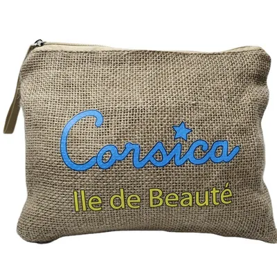 Jute Cosmetic Bags for Make up with Tassel Customized Jute Zipper Bags