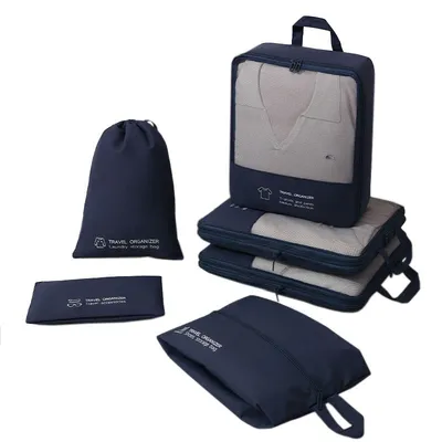 Suitcase Organizer Luggage Storage Bags 6PCS Sets Packing Cubes Compression Travel Kit