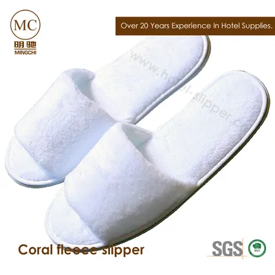 Hotel Disposable Coral Fleece Open Toe Slipper for Women