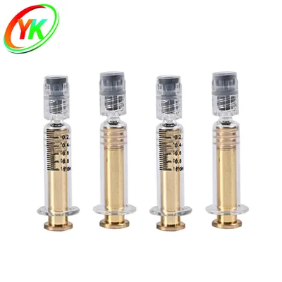 1g Luer Lock Glass Syringe with Gold Metal Plunger