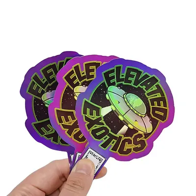 Custom Printed Holographic Vinyl Label Logo Glitter Waterproof Die Cut Sticker Label Printing Custom Sticker