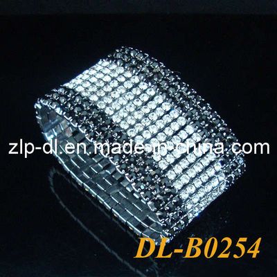 New Design 12 Lines Black and White Color Crystal Wedding Bracelet (DL-B0254)