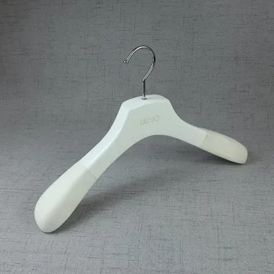 Glossy White Lotus Wood Clothes Hangers with Anti-Slip Velvet