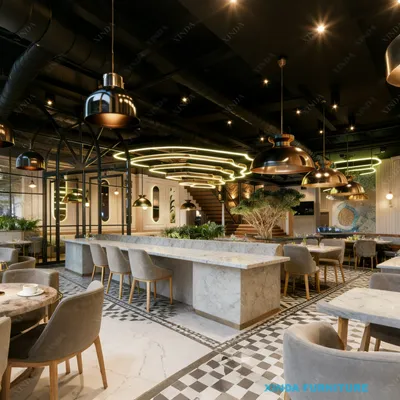 Durable Leather Upholstered Nordic Style Dining Table and Chair Set for Hotel & Restaurant Projects