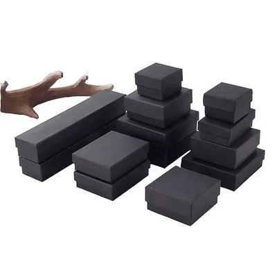 Low Price Black Small Present Craft Gift Ring Necklace Bracelet Cufflink Paper Jewelry Box for Packaging
