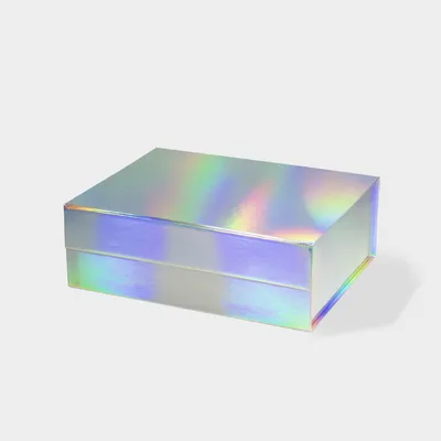 Custom Folding Holographic Film Gift Box - Magnetic Book-Style Flip Top for Birthday, Favors & Creative Presents