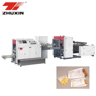 Automatic High Speed Point Tooth V Sharp Bottom Brown Kraft Shopping Food Bread Kfc Paper Bag Forming Machine Paper Carry Bag Making Machine