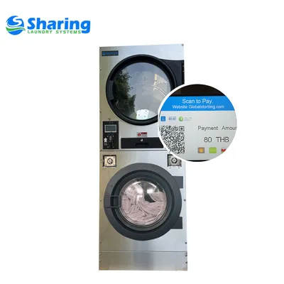 Qr Code Payment Stacked Washer Dryer - Self-Service Laundry Machine