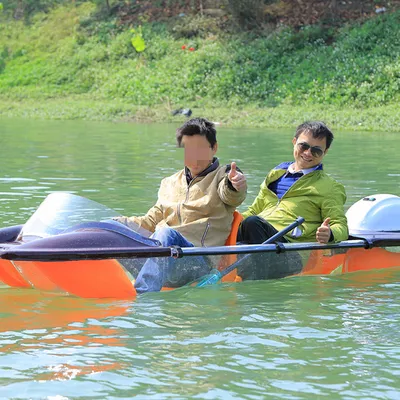 Electric Remote Control Double Transparent Bottom Kayak See Through Canoe Boat for Sea