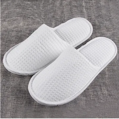 Custom Logo White Waffle Wholesale Custom Hotel Disposable Slippers