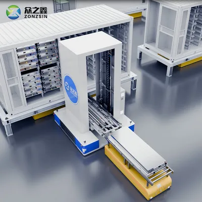 Fully Automatic Visual Guided Vehicle Driven Battery to Container Loading Robot