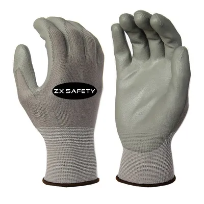 13 Gauge Grey PU Coated Polyester Gloves