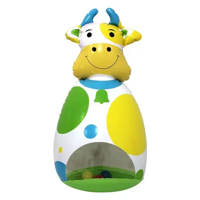 PVC Inflatable Cow Bell Toy 3D Tumbler for Kids Interactive Fun Game