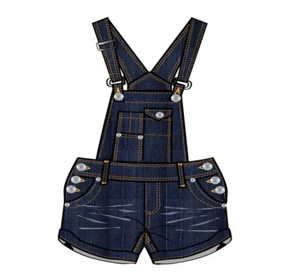 Blue Fashion Demin Shorts with Suspenders