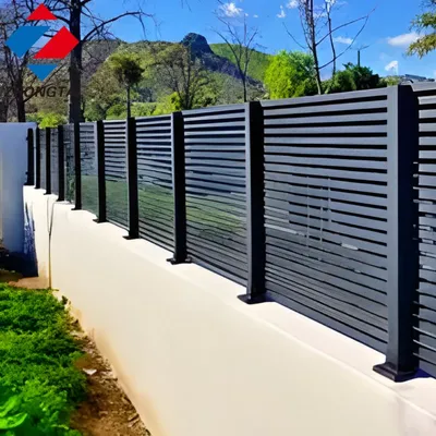 Black Powder Coated Backyard Privacy Aluminum Privacy Slat Fence