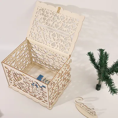 Decorative Wedding Gift Card Holder Box with Lattice Hearts