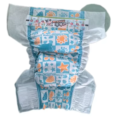 Disposable Biodegradable Baby Diaper Printed in China Made From Fluff Pulp