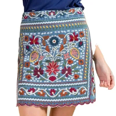 Newest Jean Mini Skirt Button Front Knot Skirt