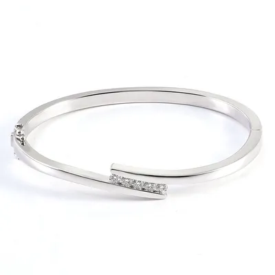 Provence 925 Moissanite Bangle Bracelet Thick 18K Gold Plated with Def Color Vvs Loose Moissanite Diamond Stones