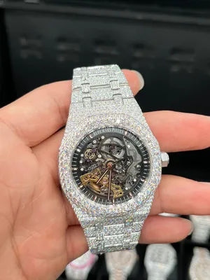 Factory Wholesale Fully Iced out Def Vvs Moissanite Watch Honeycomb Setting Studded Watch Pass Diamond Tester