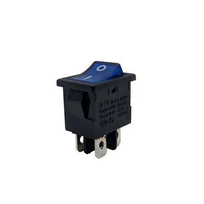 High Quality 16A 125VAC 10A 250VAC Dpst on off 4p Blue Illuminated Rocker Switch with Lamp