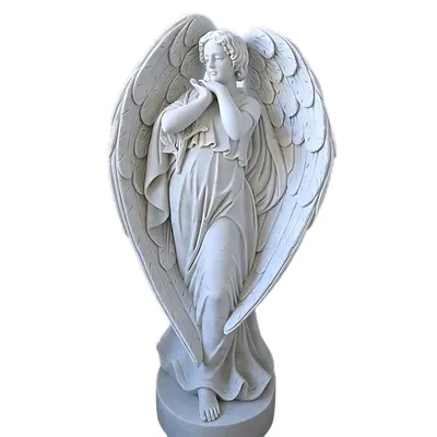 Guangxi White Marble Heart Wing Angel Art Statue