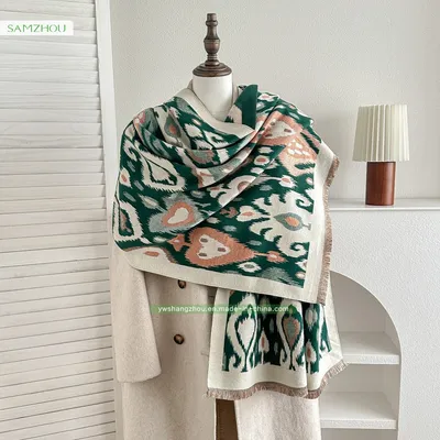 Tourist Jacquard Scarf Ethnic-Style Cashmere Printed Edelweiss Shawl Women's Winter