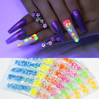 Party Theme Glow in Dark Fluorescent Nails Gems Stone Luminous Nail Rhinestones
