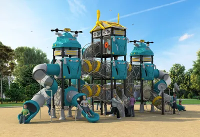 Innovative Outdoor Playground Design Featuring Galvanized Steel Cantilevered Elements