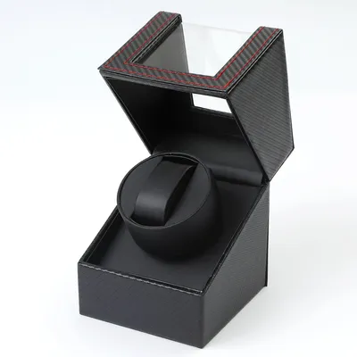Carbon Fiber PU Leather Watch Rotator Box for Mechanical Watch