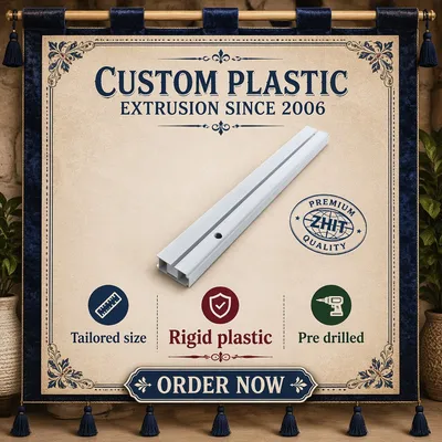 Custom Extruded PVC/ABS/PP/PE Plastic Trim for Ceiling Curtain Rail and Roller Shutter Guide