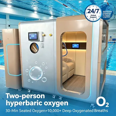 Luxury 2 Person Carbon Fiber Hardshell Hbot Chamber 1.1-2.0 ATA Adjustable Seated Hyperbaric Oxygen Therapy Cabin with Built-in TV for Premium Anti-Aging