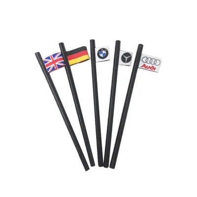 Black Wood Hb Pencil Dipped with Flag Label on Top Customized Logo